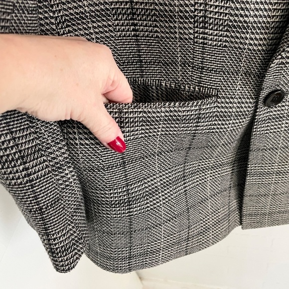 Bugatchi Men’s blazer Plaid Wool blend Double breasted White Black Gray 44R - Picture 4 of 11